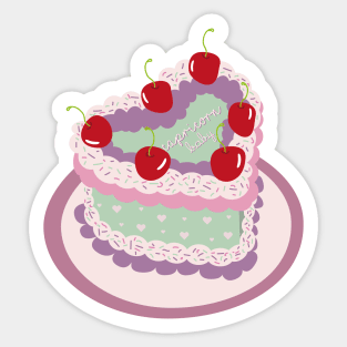 Capricorn Baby Heart Cake Design Sticker